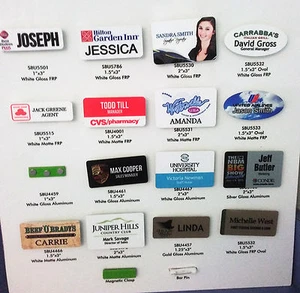 Lot 0f 13- 1X3 PERSONALIZED FRP NAME TAG BADGE Magnetic back CUSTOMIZED - Picture 1 of 3
