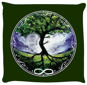 Spiritual Tree Of Life Black Cushion, Mystical Magical, Knowledge, Pagan, Wiccan - Picture 1 of 2
