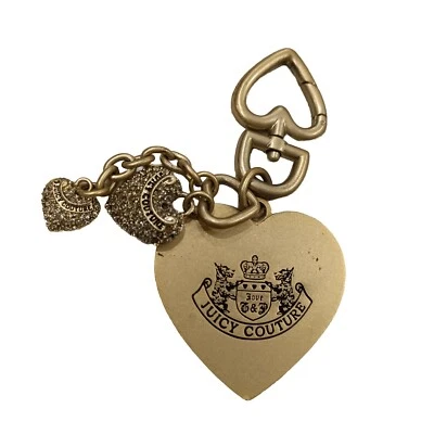 Juicy Couture Vintage Dorado Scottie Logo Corazón Estrás Bolso Llavero Dije Foto 1 de 4