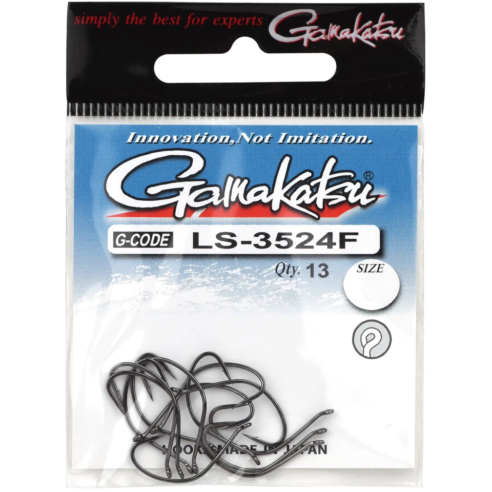 Gamakatsu LS-3524F N/L New Label Eyed Hooks Black - 13 Angelhaken, Einzelhaken