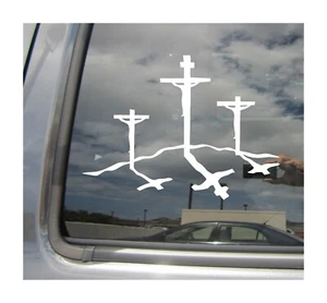Three 3 Crosses on Calvary - Jesus Crucifixion Car Vinyl Decal Sticker 08110 - Picture 1 of 2
