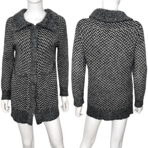 Joe’s Jeans Mohair Blend Herringbone Knit Snap Button Front Cardigan Sweater - Picture 1 of 16