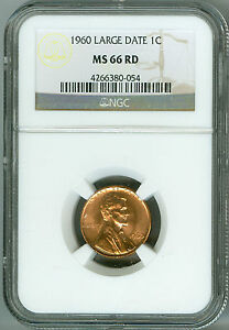 1960 Large Date NGC MS66 RD Lincoln Cent, Rich Color and Luster!