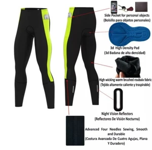 Medias de ciclismo para hombre - Leggings acolchados térmicos amarillos para invierno - Imagen 1 de 4