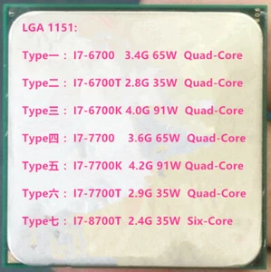 Intel Core I7-6700 I7-6700T I7-6700K I7-7700 I7-7700K I7-7700T I7-8700T CPU - Picture 1 of 20