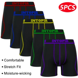 5PCS Anti-Chafing Mens Boxer Shorts Briefs Long Legs Underpants Trunks Underwear - Picture 1 of 22