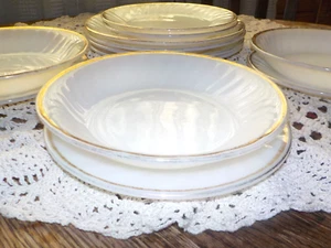 FIRE KING Gold Trim Dinner, Salad Plates and 3 Bowls 1950's Pre-Anchor Hocking - Picture 1 of 11