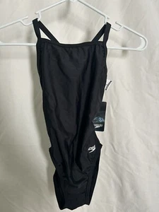 NEW Speedo PowerFlex Eco Core Flyback One Piece Swimsuit New Black Size 26 - Picture 1 of 9