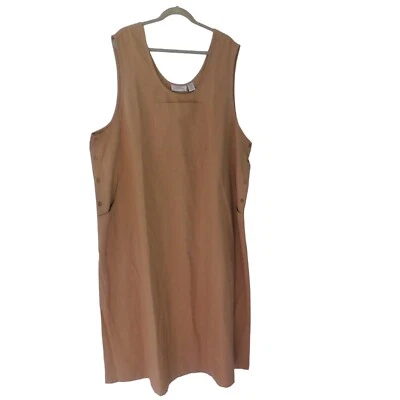 NEW Womens Overall Dress Linen Blend Pockets Long Jumper Size 3X Beige Muumuu - Image 1 of 4