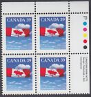 Canada - #1166 39c Flag Over Clouds Plate Block, CBN - MNH