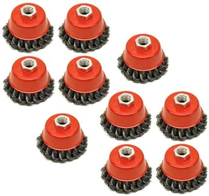 Cepillo de taza de rueda de alambre de nudo giratorio de 3" para amoladora angular de 4-1/2" paquete de 10 AU026 - Imagen 1 de 1