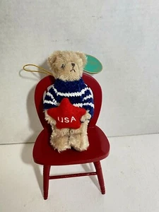 Boyd’s Bears Freddie Freedom 4Th July USA Star Blue Sweater Hanging Retired NEW - Picture 1 of 6