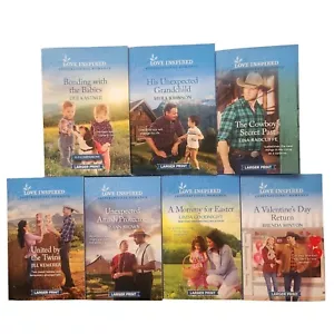 Harlequin and Inspirational Romance Novels Larger Print Softcover LOT of 7 - Picture 1 of 6