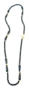 Collana onice sfaccettato briolette argento sterling placcato oro giallo - Foto 1 di 7