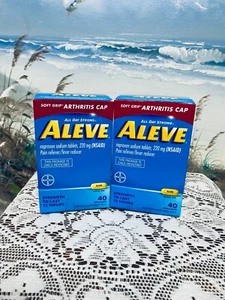 {2} Aleve Pain Reliever & Fever Reducer NSAID 80-Gelcaps Soft Grip Cap Sealed - Picture 1 of 6