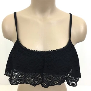 Roxy Jr Womens Large Hazy Daisy Flutter Bikini Top w/Removable Cups Black NEW - Picture 1 of 7