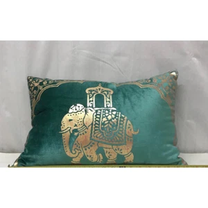 Unbranded Elephant Print Teal Blue Throw Pillow Velvet Covers Cover Bedroom - Picture 1 of 6