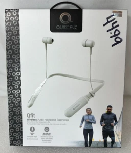 Quikcell Qfit Wireless Audio Neckband Earphones White-Bluetooth NIB - Picture 1 of 6