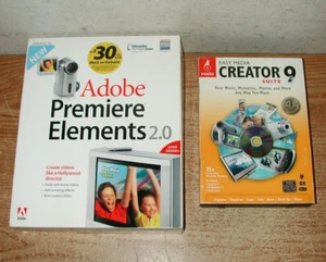 ADOBE PREMIERE ELEMENTS 2.0 FOR XP AND ROXIO EASY MEDIA CREATOR 9 SUITE SOFTWARE - Picture 1 of 11