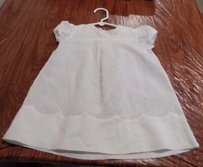 ANTIQUE/VINTAGE 1940's White Cotton Baby  Dress Smocking Embroidery - Nice - Image 1 of 4