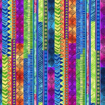 Celestial Magic Laurel Burch Geo STRIPE MULTI COLOR Y3163-55 Fabric By FQ 1/4 YD - Image 1 of 4