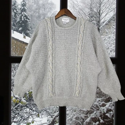 Suéter Tejido con Cable Cuentas Perlas Coleccionables Adolfo Años 80 De Colección Manga Globo L Foto 1 de 4