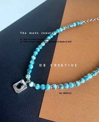 Осень новые поступления - мужской апатит камень с ожерелье из нержавеющей стали - Изображение 1 из 4