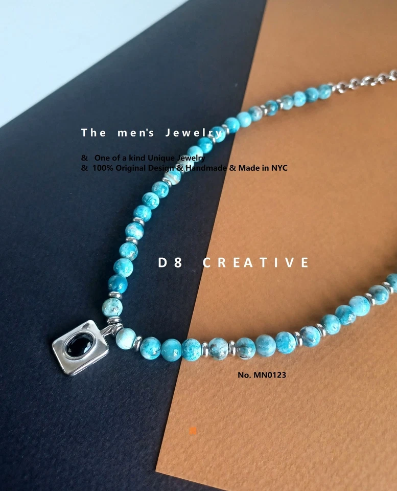 Otoño Recién Llegados - Hombre Piedra Apatita con Collar Acero Inoxidable Foto 1 de 4