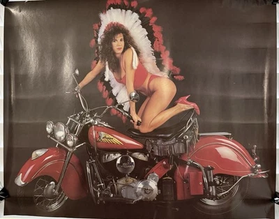 "Póster de mujer sexy Indian Motorcycle años 80 vintage Indian Chief 20"" X 16""" Foto 1 de 4