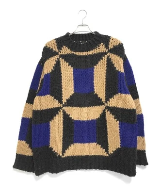 Malha DRIES VAN NOTEN tamanho grande calibre baixo tamanho: M marrom x azul masculina - Imagem 1 de 4