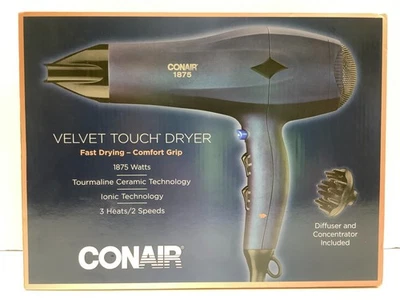 Conair Velvet Touch Dryer, 1875 Watts, w/Diffuser & Concentrator - Image 1 of 4