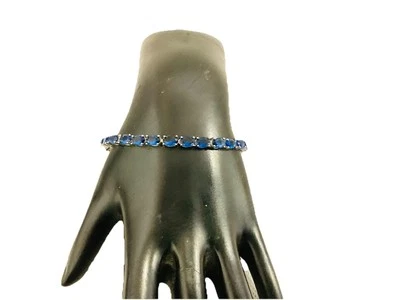 "Pulsera vibrante de plata de ley de topacio azul Londres 6 quilates 7""" Foto 1 de 4