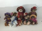 9 RARE Boyds Bear Plush  LOT of 9 Mini Bears  Hats and Such J11