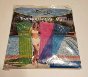 Vintage 90’s New Intex Sand N Sun Transparent Air Mat Teal Inflatable Floß Blue - Bild 1 von 8