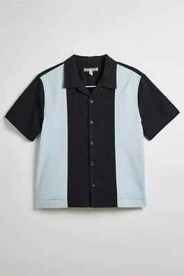 URBAN OUTFITTERS UO Paneled Seersucker Bowling Shirt SIZE XL, Black/Grey  NWT - Image 1 of 4