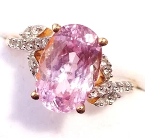 Anello in oro 9 kt con ametista rosa De France e zirconi bianchi, misura P 1/2 - Foto 1 di 12