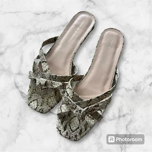 Sandalias Loeffler Randall Eveline doradas metálicas con estampado de pitón de cuero con pajarita ~ Reino Unido 7 - Imagen 1 de 7