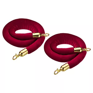 2pcs 4 Feet Purple Red Velvet Stanchion Rope Crowd Control Barrier Rope Golden - Picture 1 of 7