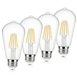 4-Pack Vintage LED Edison Bulbs 60W Equivalent, 6W 4 Count (Pack of 1) 2700k - Picture 1 of 8