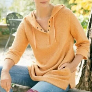 Soft Surroundings Size S Pullover Hoodie Cozumel Orange 3/4 Sleeve Pockets - Picture 1 of 9
