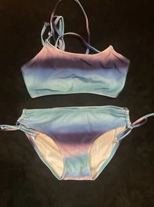 Size 10 Kids Blue Two Piece Swimsuit - Picture 1 of 4