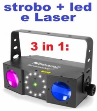 EFFETTO LUCE DJ PSICHEDELICHE DMX DJ PALCO 3in1 strobo + laser + led RGBW palco