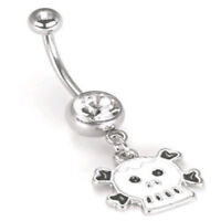 Details about  / Belly Ring Skull w//Clear Eyes Spiral Twist Non Dangle Naval Steel Bod
