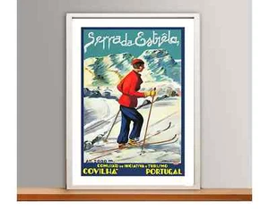 Serra da Estrêla, Portugal Vintage Travel Poster - Retro Ski Poster - Picture 1 of 4