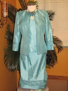 NIPON BOUTIQUE 2 NWT $320 aqua blue women's skirt suit turqoise light blue - Picture 1 of 2
