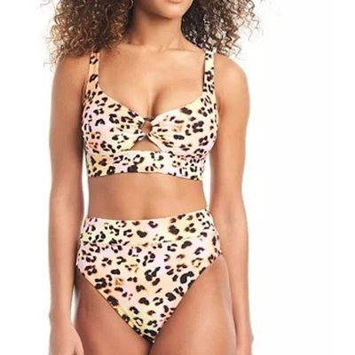 Parte superior de bikini Bar III para mujer con bandas estampado de leopardo talla S NUEVO Foto 1 de 4
