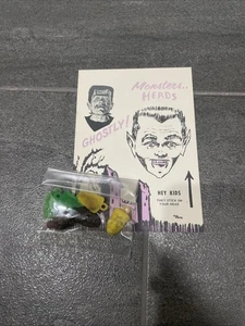 1960s Vintage MONSTER HEADS Pendants W/ Original Vending Machine Display Card - Picture 1 of 7