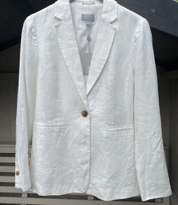 BNWT Pure Collection Ivory Longline Linen Blazer/Jacket Size UK12 rrp£135 - Image 1 of 4
