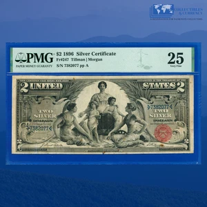 Fr.247 1896 $2 Two Dollar Silver Certificate "EDUCATIONAL NOTE" , PMG 25 #82077 - Picture 1 of 3