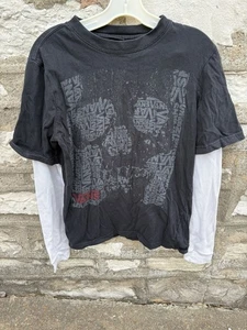 Vintage Y2K VANS SKULL Skater Layered Long Sleeve Thermal Black White Men's S - Picture 1 of 9